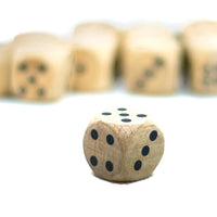 10-Pack Wooden 16mm d6 Dice w/ Black Dots Rounded Corners - Wood Dice