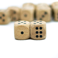10-Pack Wooden 16mm d6 Dice w/ Black Dots Rounded Corners - Wood Dice