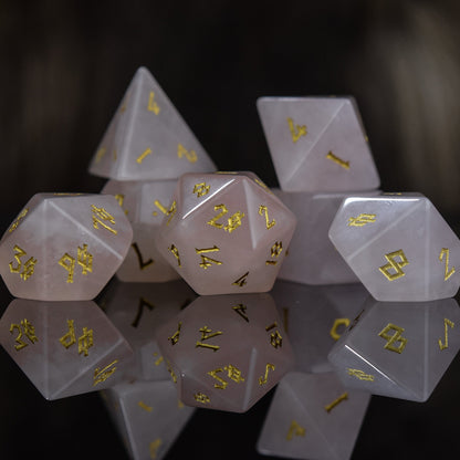 Rose Quartz Stone Dice Set