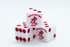 10-Pack Year of the Tiger Opaque White w/Red 16mm d6 Dice on the '1' side