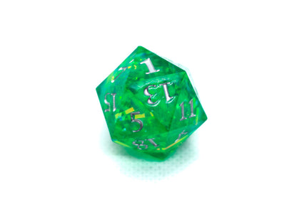 Red/Blue/Green/Purple Sharp Edge Resin d20 w/ Shimmer Insert