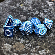 Cleric's Domain Blue And White Metal Dice Set