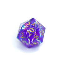 Red/Blue/Green/Purple Sharp Edge Resin d20 w/ Shimmer Insert