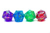 Red/Blue/Green/Purple Sharp Edge Resin d20 w/ Shimmer Insert