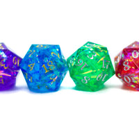 Red/Blue/Green/Purple Sharp Edge Resin d20 w/ Shimmer Insert