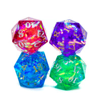 Red/Blue/Green/Purple Sharp Edge Resin d20 w/ Shimmer Insert