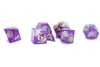 Purple Skull Inclusion 7-Dice Set Resin Sharp Edge RPG DND (Limited Stock)