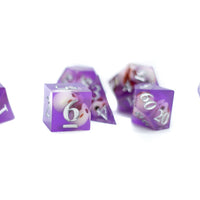 Purple Skull Inclusion 7-Dice Set Resin Sharp Edge RPG DND (Limited Stock)