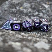 Cleric's Shadow Domain Purple And Matte Black Metal Dice Set