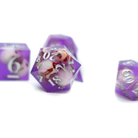 Purple Skull Inclusion 7-Dice Set Resin Sharp Edge RPG DND (Limited Stock)