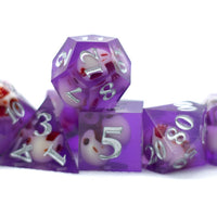 Purple Skull Inclusion 7-Dice Set Resin Sharp Edge RPG DND (Limited Stock)