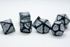White Distressed Ancient 7-Dice Set Black w/White Dnd Dice