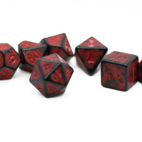 Dragon Red Distressed Ancient 7-Dice Set Black w/Red Dnd Dice