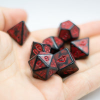 Dragon Red Distressed Ancient 7-Dice Set Black w/Red Dnd Dice