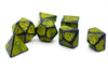 Sun Yellow Distressed Ancient 7-Dice Set Black w/Yellow Dnd Dice
