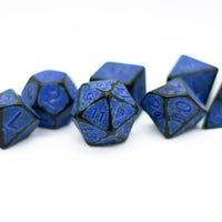 Blaster Blue Distressed Ancient 7-Dice Set Black w/Blue Dnd Dice