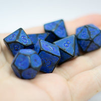 Blaster Blue Distressed Ancient 7-Dice Set Black w/Blue Dnd Dice