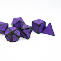 Grape Purple Distressed Ancient 7-Dice Set Black w/Purple Dnd Dice