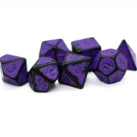 Grape Purple Distressed Ancient 7-Dice Set Black w/Purple Dnd Dice