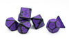 Grape Purple Distressed Ancient 7-Dice Set Black w/Purple Dnd Dice