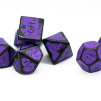 Grape Purple Distressed Ancient 7-Dice Set Black w/Purple Dnd Dice