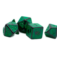 Grass Green Distressed Ancient 7-Dice Set Black w/Green Dnd Dice