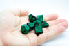 Grass Green Distressed Ancient 7-Dice Set Black w/Green Dnd Dice