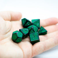 Grass Green Distressed Ancient 7-Dice Set Black w/Green Dnd Dice