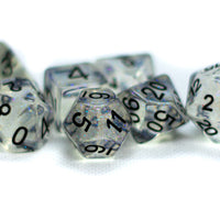 The Time Walker | Clear Glitter 7-Dice Set RPG Dice Set w/Black
