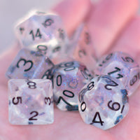 The Time Walker | Clear Glitter 7-Dice Set RPG Dice Set w/Black