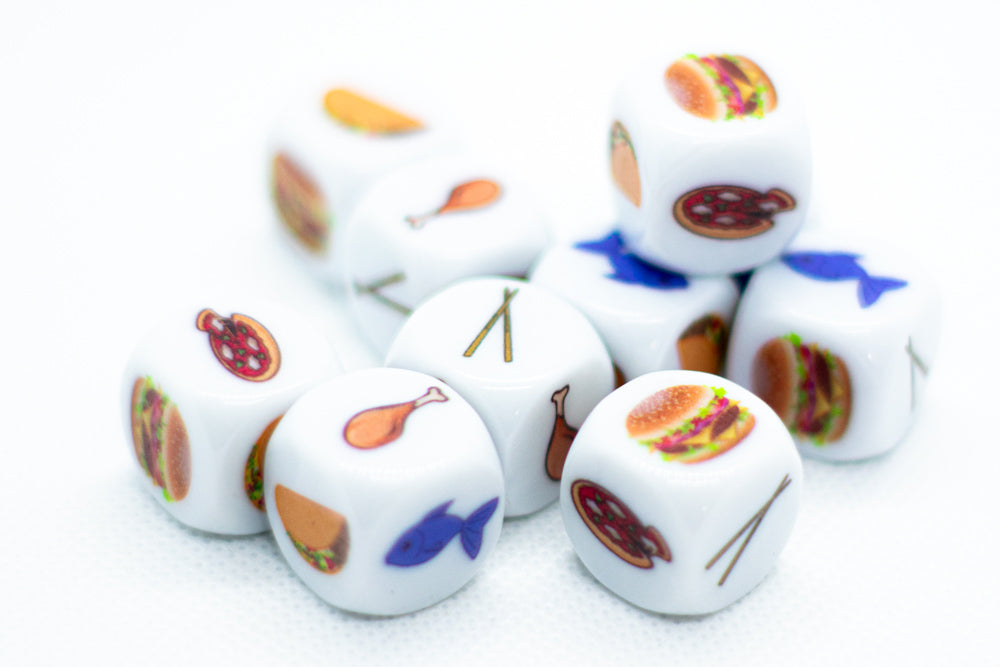 Food Dice d6 | Decide What to Eat Dice 6-Sided 16mm Foodie Dice