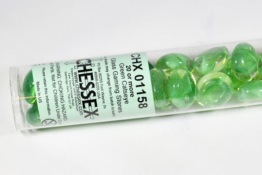 20+ Green Catseye Glass Gaming Stones Counters