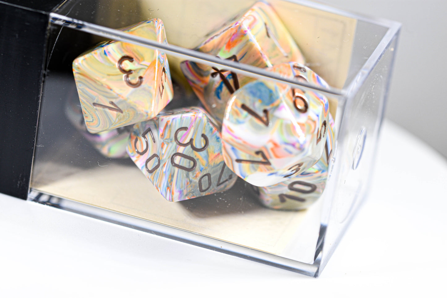 Festive Vibrant/brown Polyhedral 7-Dice Set