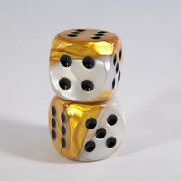 30mm Gemini Gold and White Dice with Black Pips by Chessex [Out of Print]