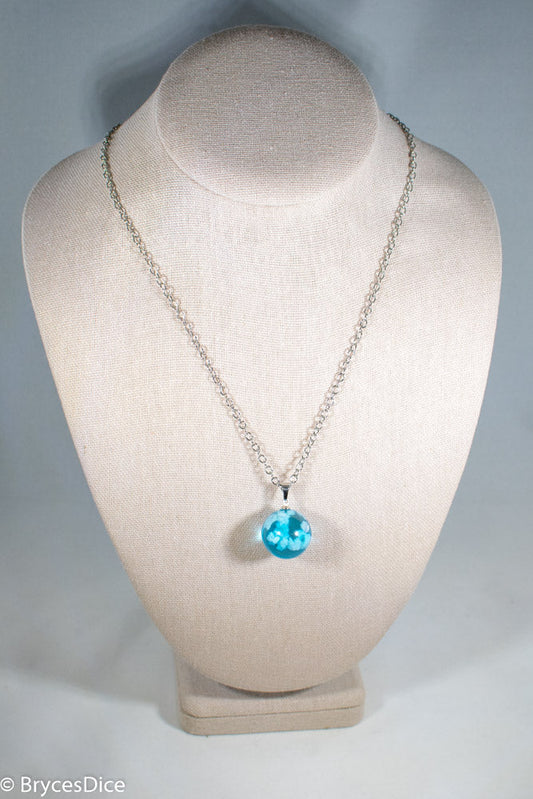 Cloudy Sky Blue Resin Sphere Necklace Pendant White Clouds