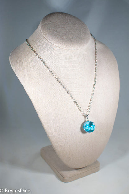 Cloudy Sky Blue Resin Sphere Necklace Pendant White Clouds