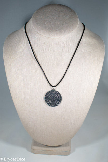Silver Viking Icelandic Vegvisir Helmet In Runic Circle Pendant Compass Amulet Necklace
