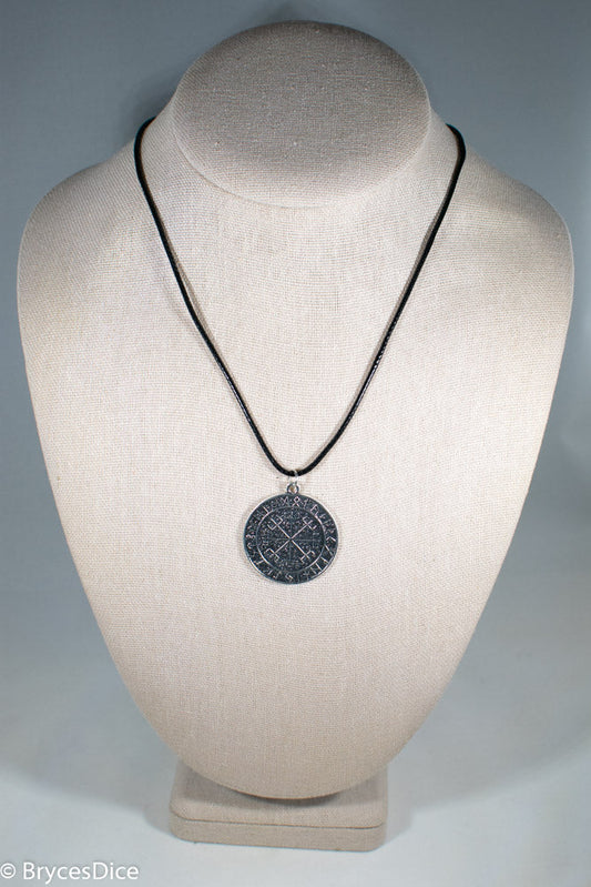 Silver Viking Icelandic Vegvisir Helmet In Runic Circle Pendant Compass Amulet Necklace