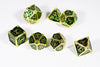 Celtic Shards 7-Dice Metal Set Gold w/ Green Fill {North Star Dice Collection}