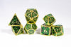 Celtic Shards 7-Dice Metal Set Gold w/ Green Fill {North Star Dice Collection}