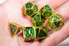Celtic Shards 7-Dice Metal Set Gold w/ Green Fill {North Star Dice Collection}