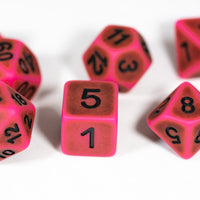 "Used Eraser" Pink w/Green Ancient Effect 7-Dice Set