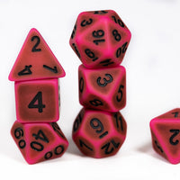 "Used Eraser" Pink w/Green Ancient Effect 7-Dice Set