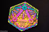 Rainbow d2 Coin Shaped like d20 w/ Purple/Yellow Tint (V2)
