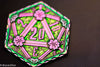 Rainbow d2 Coin Shaped like d20 w/ Purple/Green Tint (V3)