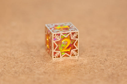 Single d20/d6 Forged in Frost (Resin Dice Encased in Metal) Permafrost/Purple/Opal/Dragon