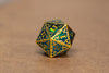 Single d20/d6 Forged in Frost (Resin Dice Encased in Metal) Permafrost/Purple/Opal/Dragon