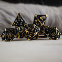 Legends of Valhalla - Matte Black and Gold Hollow Metal Dice Set