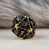 Legends of Valhalla - Matte Black and Gold Hollow Metal Dice Set