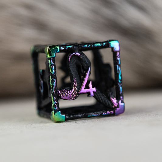 Legends of Valhalla - Matte Black and Iridescent Hollow Metal Dice Set